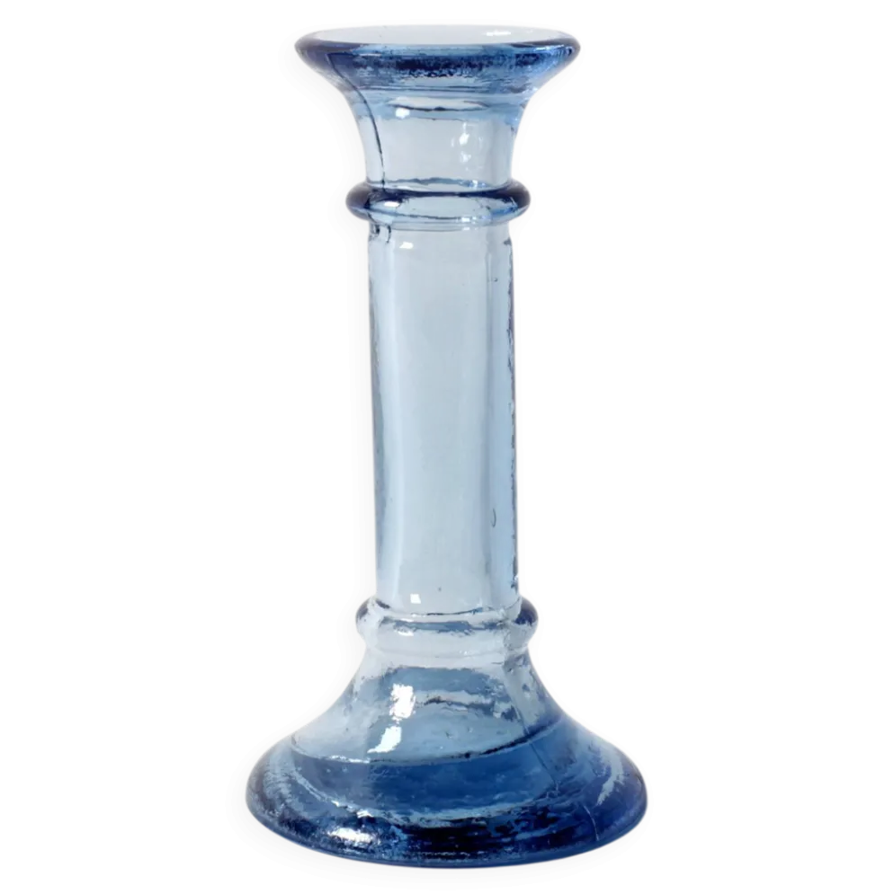 Bougeoir en verre bleu vintage / bougeoir des années 50 / Italie / années 1980