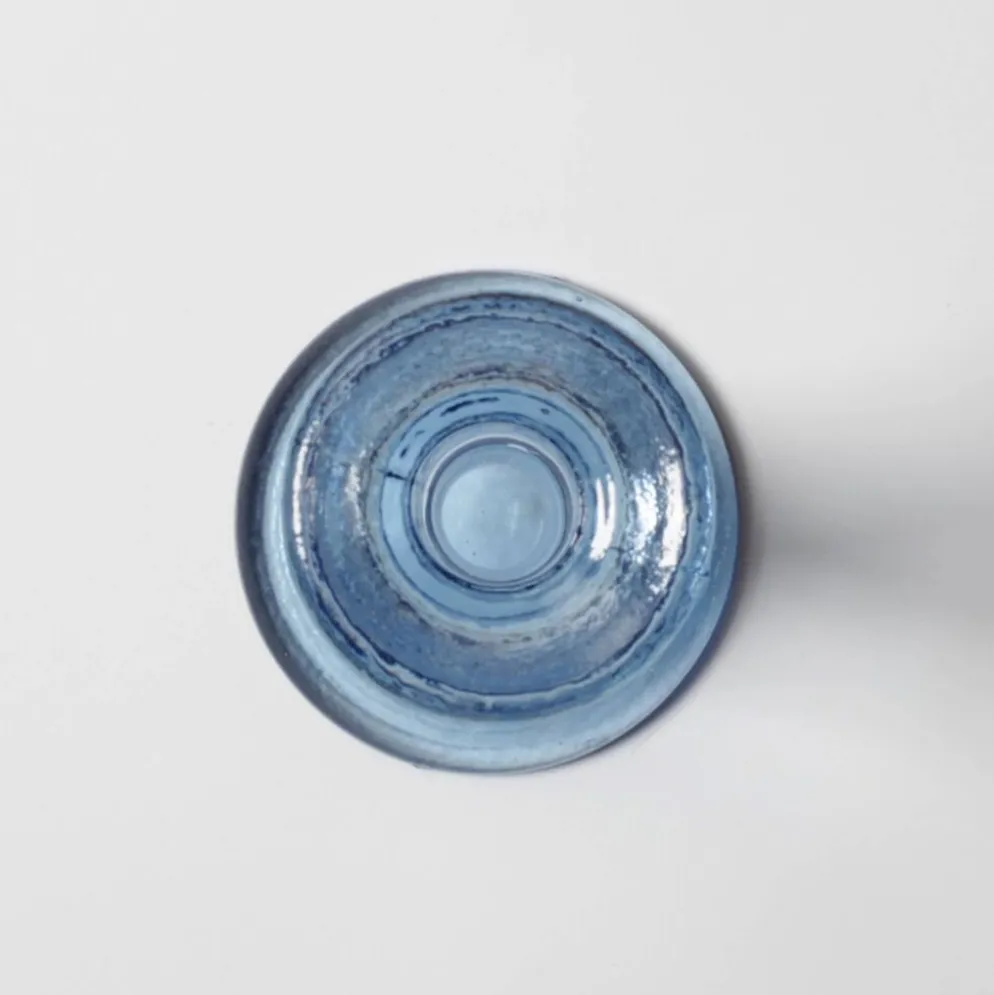 Bougeoir en verre bleu vintage / bougeoir des années 50 / Italie / années 1980