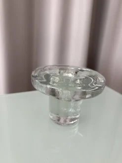 Bougeoir en verre scandinave vintage – Verre pressé transparent – Années 1970