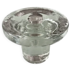 Bougeoir en verre scandinave vintage – Verre pressé transparent – Années 1970
