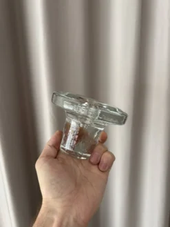 Bougeoir en verre scandinave vintage – Verre pressé transparent – Années 1970