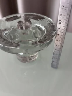 Bougeoir en verre scandinave vintage – Verre pressé transparent – Années 1970