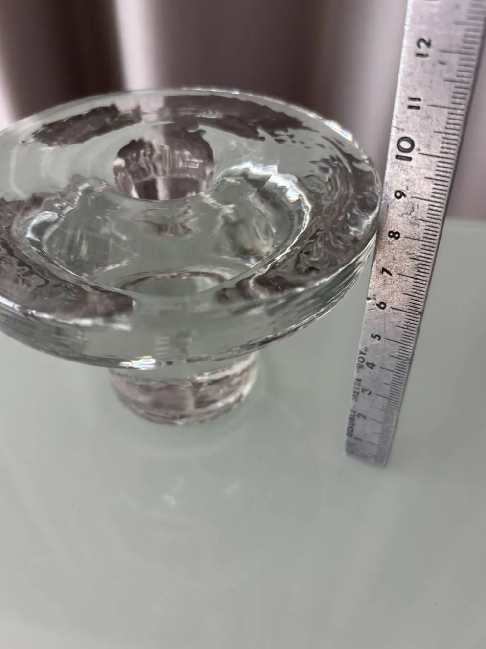 Bougeoir en verre scandinave vintage – Verre pressé transparent – Années 1970