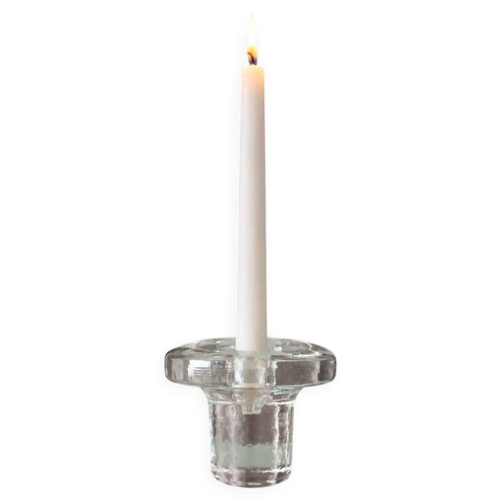 Bougeoir en verre scandinave vintage – Verre pressé transparent – Années 1970