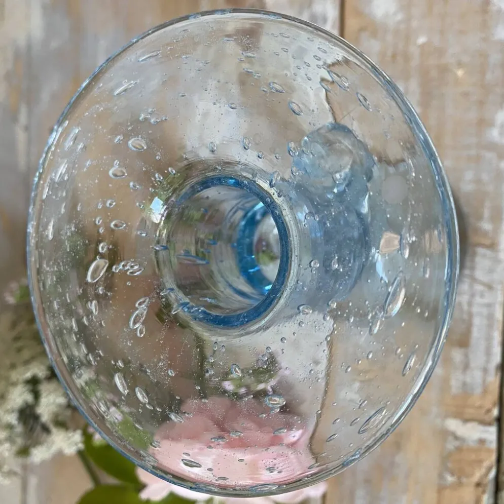 Bougeoir en verre soufflé bullé Biot