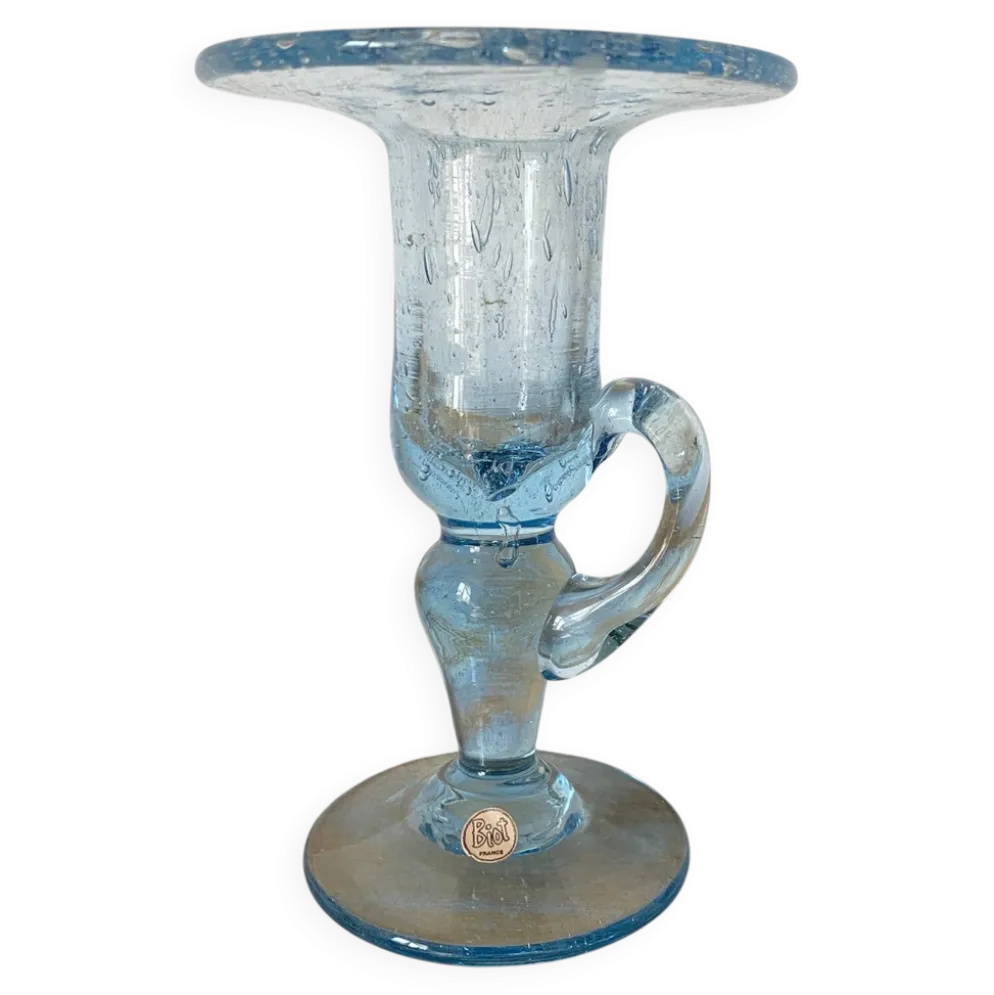 Bougeoir en verre soufflé bullé Biot