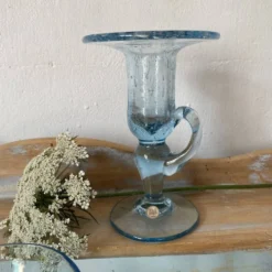 Bougeoir en verre soufflé bullé Biot