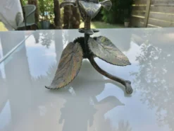 Bougeoir floral en bronze, style art nouveau, années 30 40