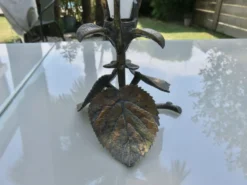 Bougeoir floral en bronze, style art nouveau, années 30 40