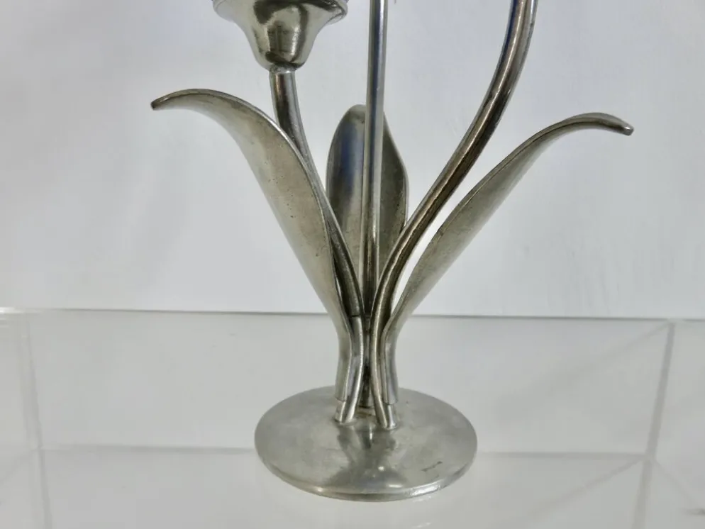 Bougeoir " Jean Goardere " en étain et verre 1970