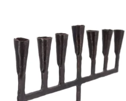 Bougeoir Menorah à 7 branches en fer forgé, années 50