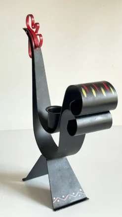 Bougeoir métal forme coq suède vintage