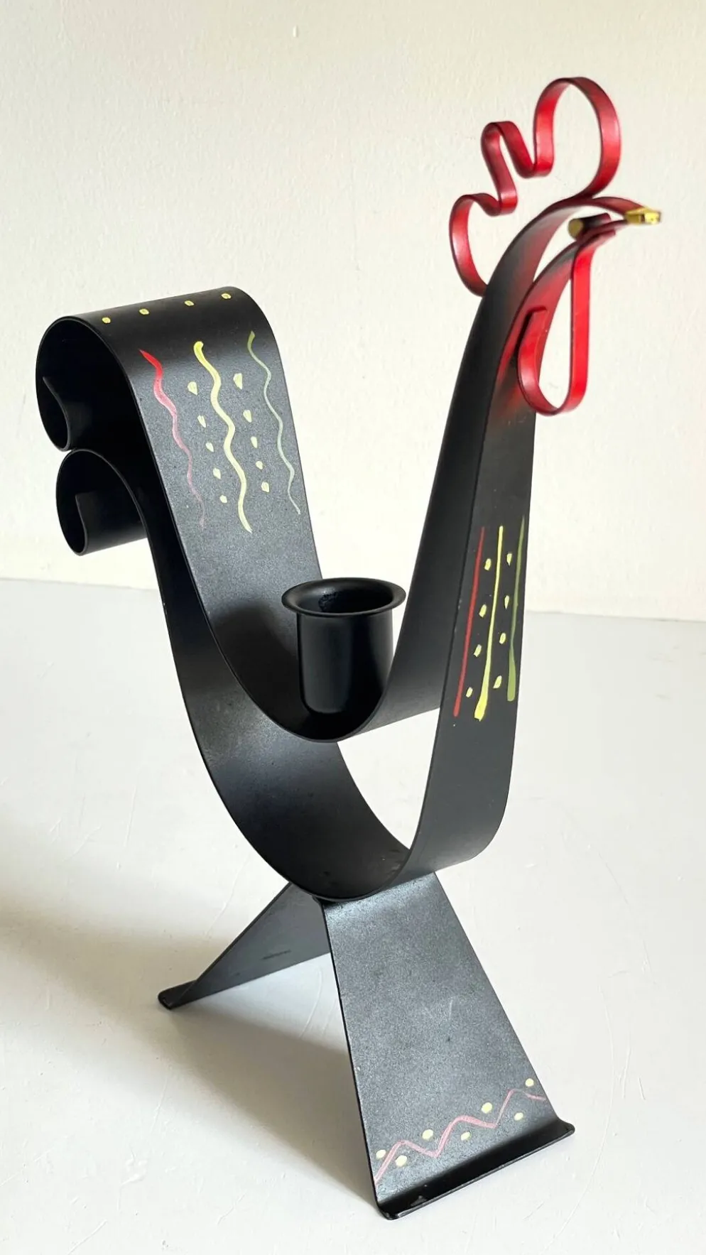 Bougeoir métal forme coq suède vintage