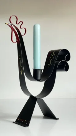 Bougeoir métal forme coq suède vintage
