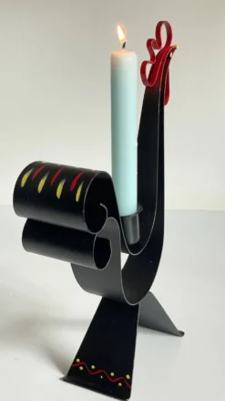 Bougeoir métal forme coq suède vintage