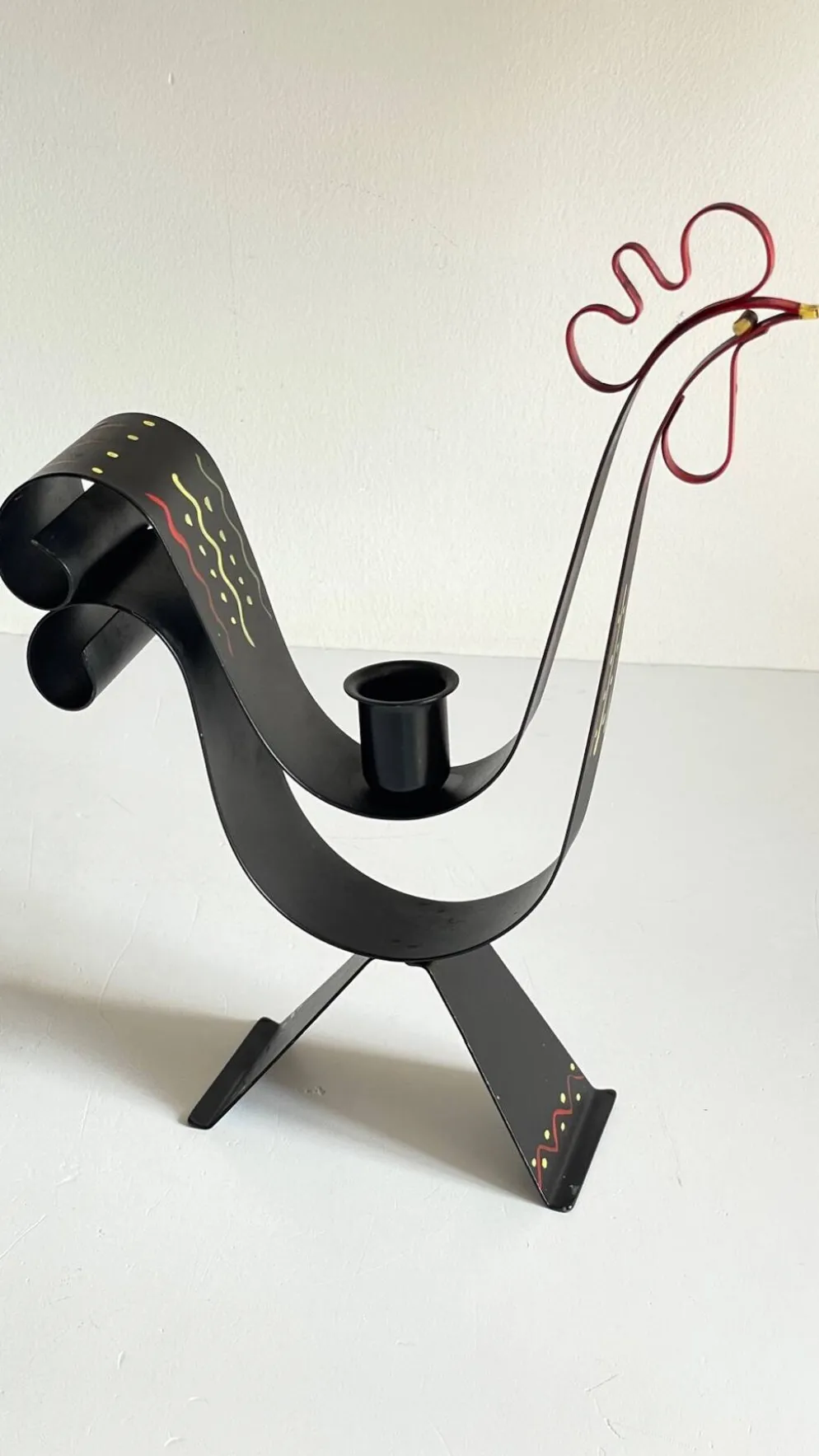 Bougeoir métal forme coq suède vintage