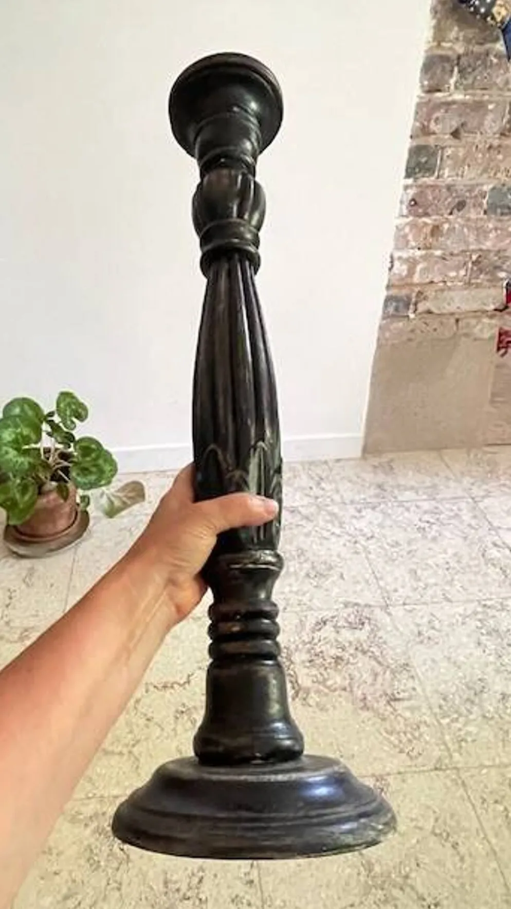 BOUGEOIR Pique-Cierge 65cm Chêne massif