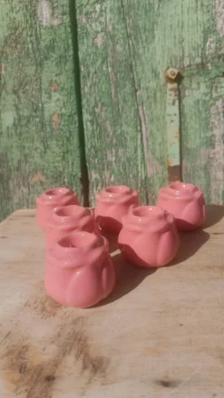 6 bougeoirs bouton de rose