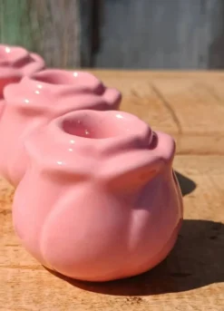 6 bougeoirs bouton de rose
