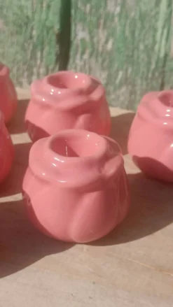 6 bougeoirs bouton de rose