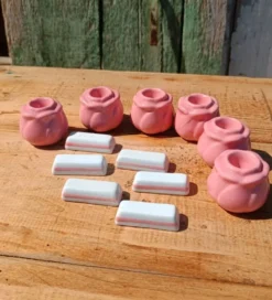 6 bougeoirs bouton de rose