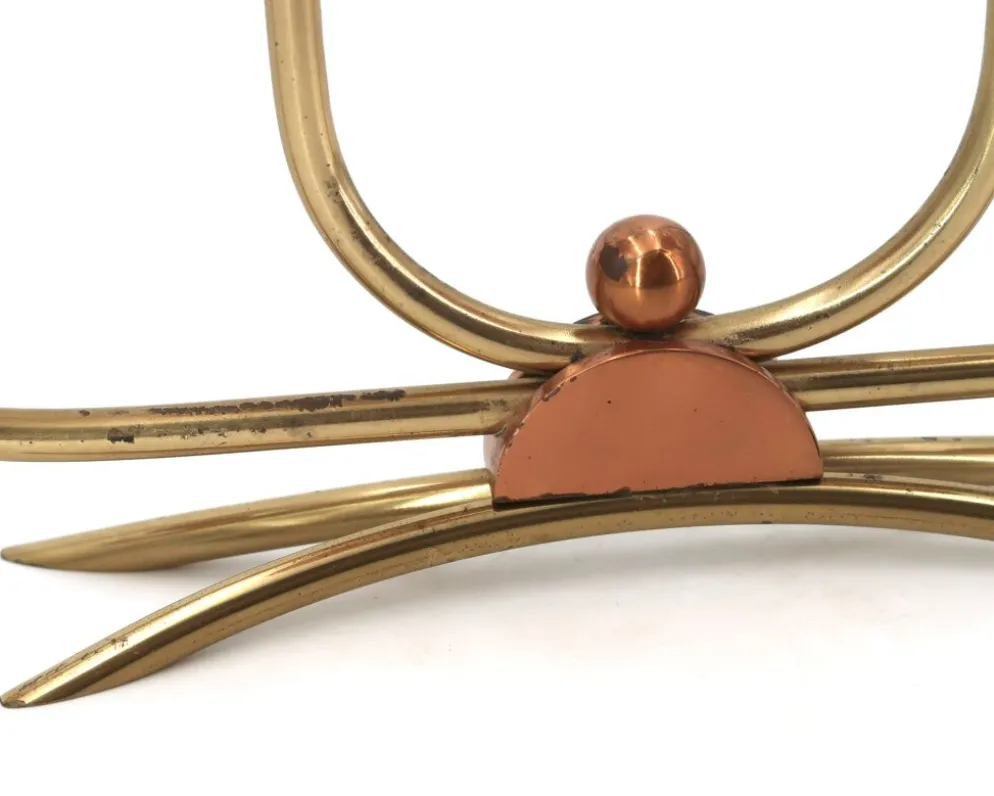 Bougeoir Scandinave à quatre branches en cuivre et laiton, années 50