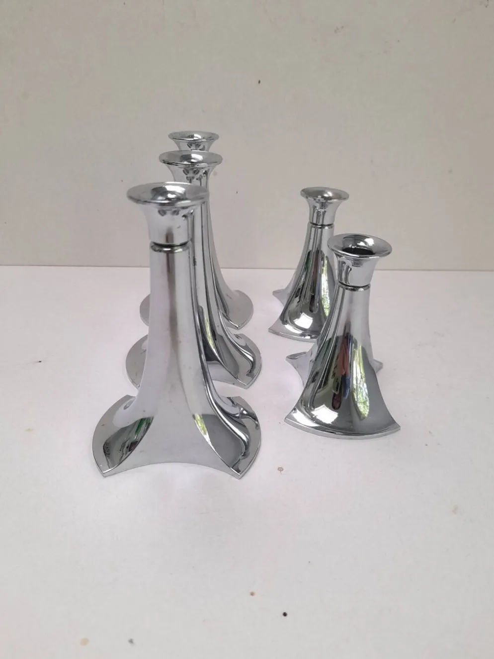 5 bougeoirs chromés modulaires WMF