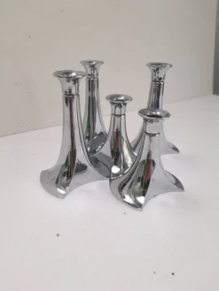 5 bougeoirs chromés modulaires WMF