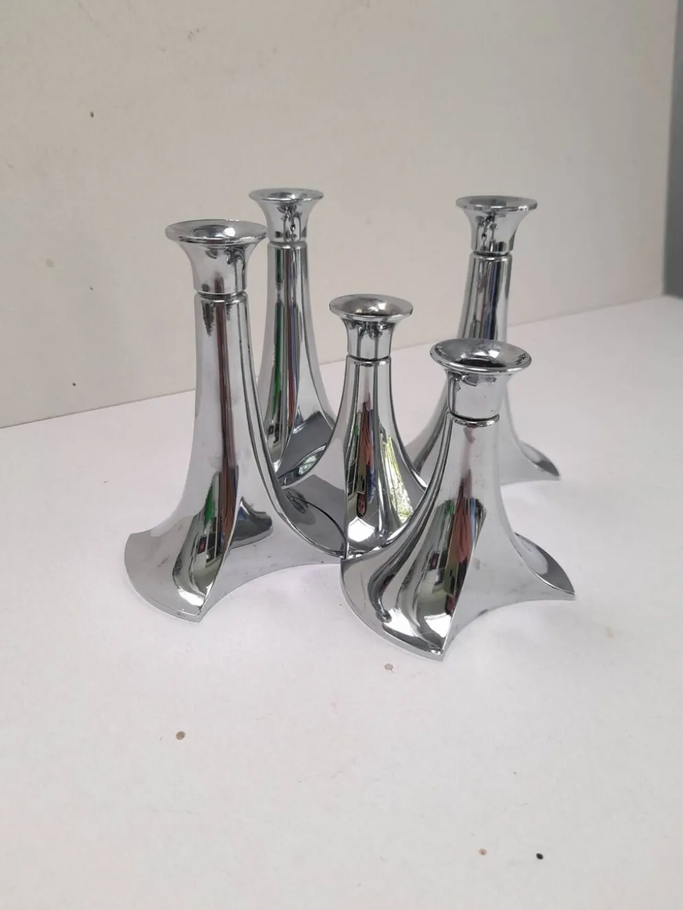 5 bougeoirs chromés modulaires WMF