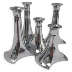 5 bougeoirs chromés modulaires WMF