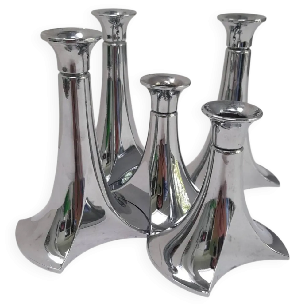 5 bougeoirs chromés modulaires WMF