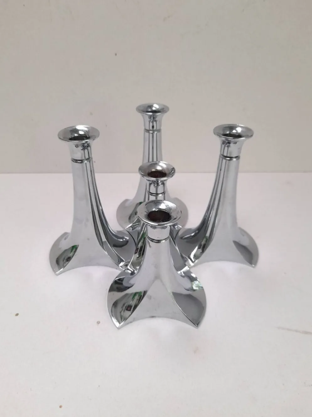 5 bougeoirs chromés modulaires WMF