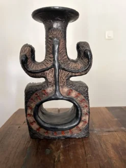 Bougeoir sculptural brutaliste attribué à Elisabeth Vandeweghe - 70's