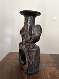 Bougeoir sculptural brutaliste attribué à Elisabeth Vandeweghe - 70's