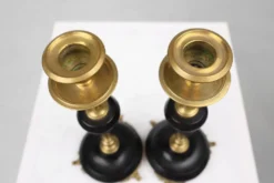Bougeoirs en bronze et céramique de style Empire, France, années 1870, ensemble de 2