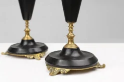 Bougeoirs en bronze et céramique de style Empire, France, années 1870, ensemble de 2