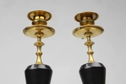 Bougeoirs en bronze et céramique de style Empire, France, années 1870, ensemble de 2