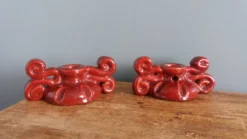 Bougeoirs en céramique artisanale bordeaux