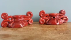 Bougeoirs en céramique artisanale bordeaux
