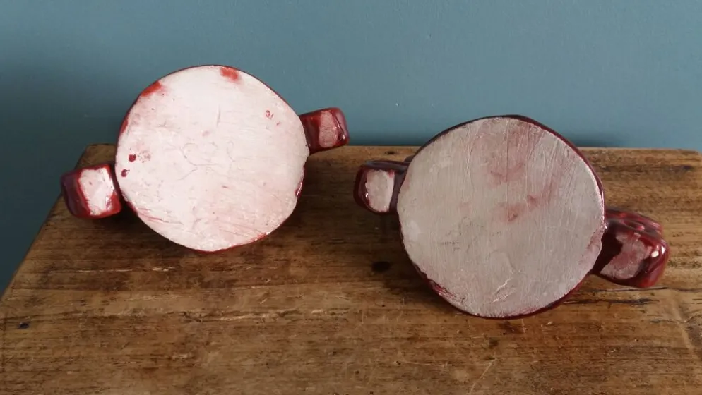Bougeoirs en céramique artisanale bordeaux