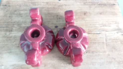 Bougeoirs en céramique artisanale bordeaux