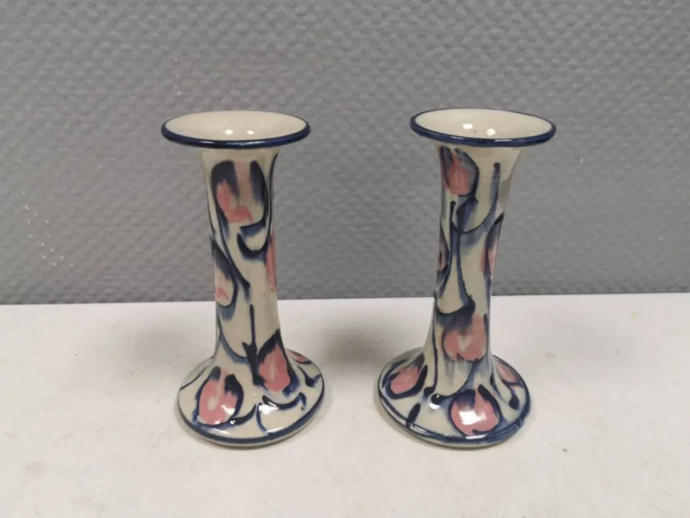 Bougeoirs en céramique peints de Fyrkat, Danemark, années 1970-80.
