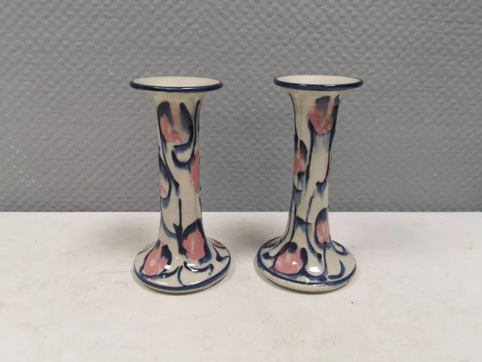 Bougeoirs en céramique peints de Fyrkat, Danemark, années 1970-80.