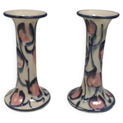 Bougeoirs en céramique peints de Fyrkat, Danemark, années 1970-80.