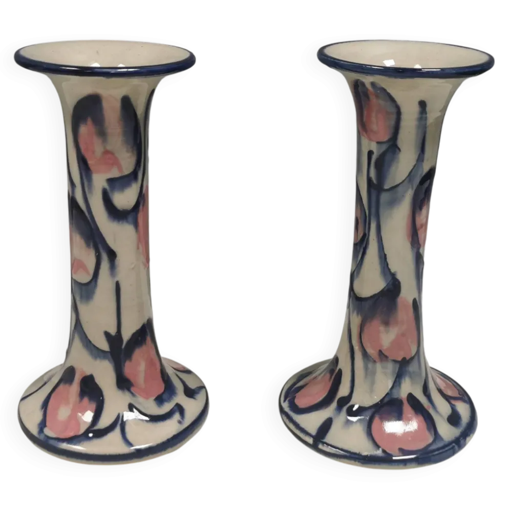 Bougeoirs en céramique peints de Fyrkat, Danemark, années 1970-80.