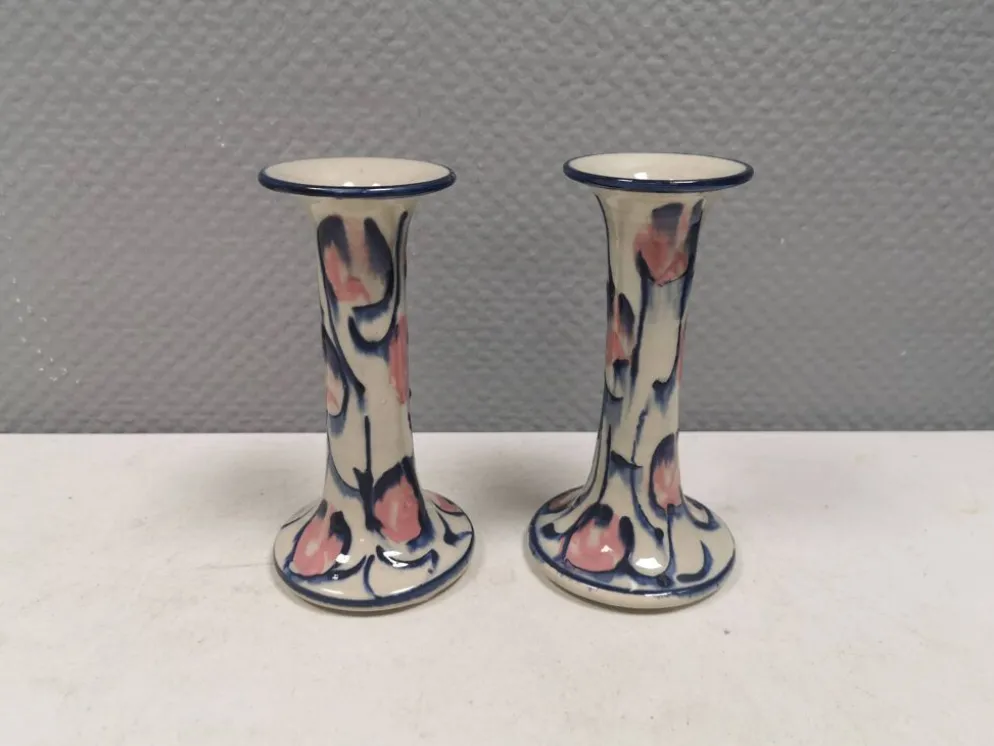 Bougeoirs en céramique peints de Fyrkat, Danemark, années 1970-80.