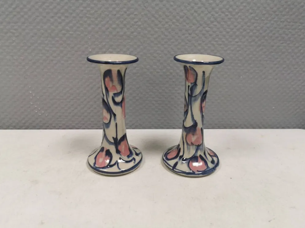 Bougeoirs en céramique peints de Fyrkat, Danemark, années 1970-80.