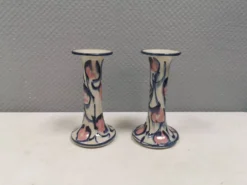 Bougeoirs en céramique peints de Fyrkat, Danemark, années 1970-80.