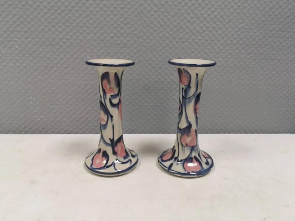 Bougeoirs en céramique peints de Fyrkat, Danemark, années 1970-80.