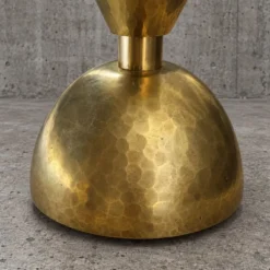 2 bougeoirs postmodernes en laiton martelé en forme de diabolo, années 1970